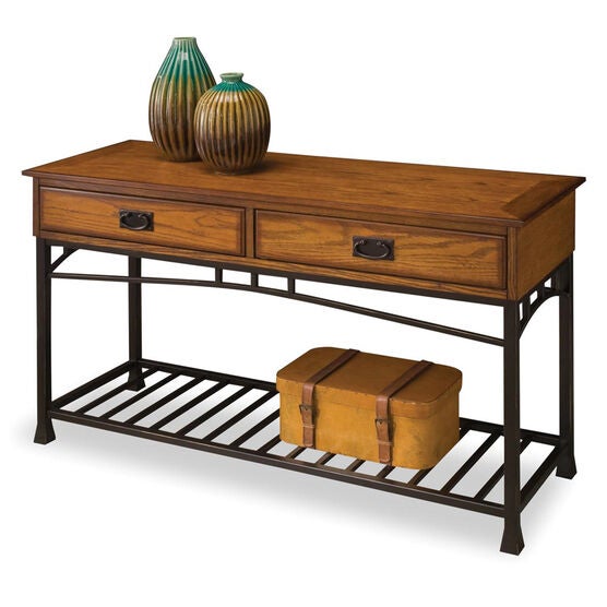 Modern Craftsman Distressed Oak Sofa Table , DISTRESSED OAK, hi-res image number null