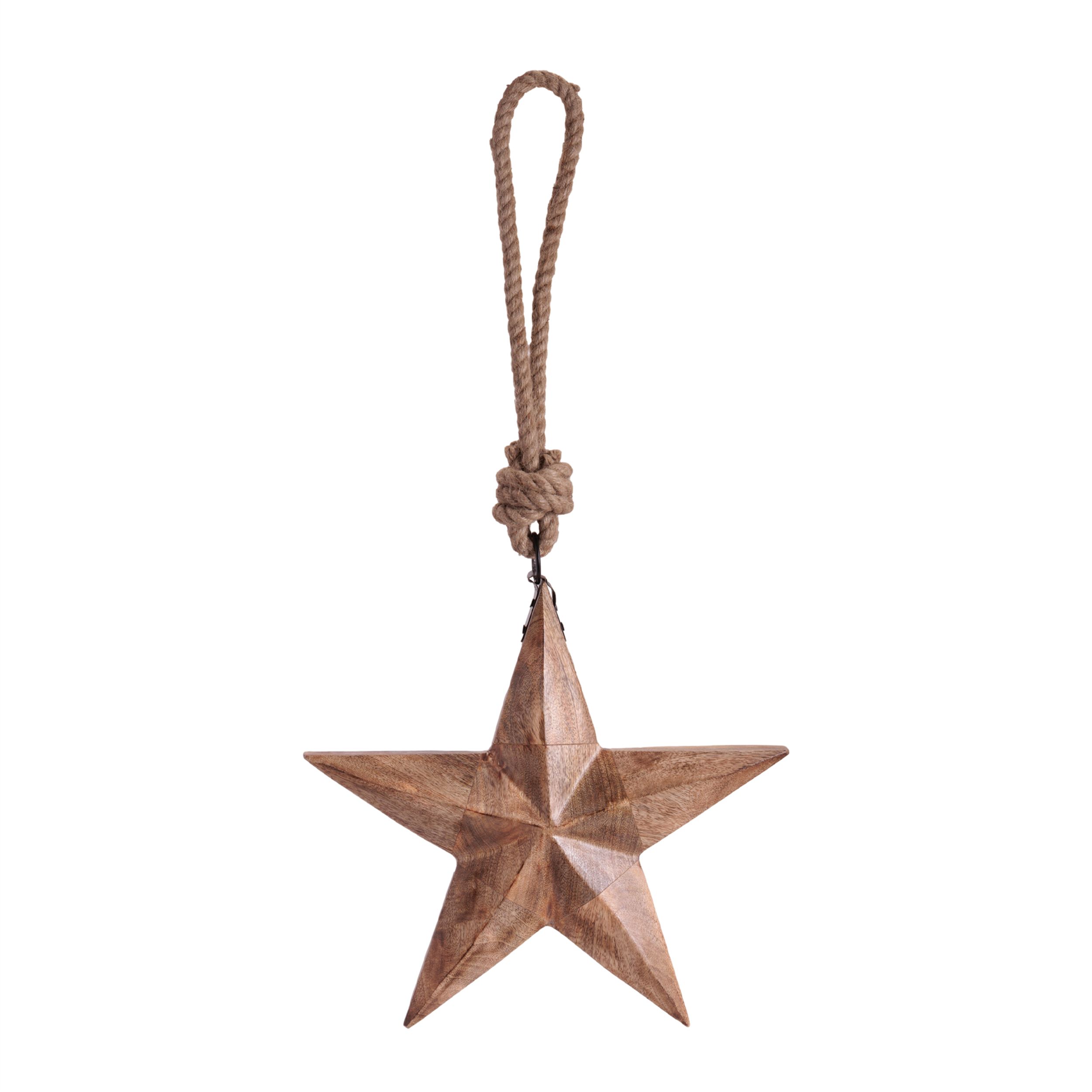 Wood and Jute Star Ornament 14.75 inchesH, BROWN, alternate image number 3