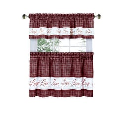 Live, Love, Laugh Window Curtain Tier Pair and Valance Set - 58x24