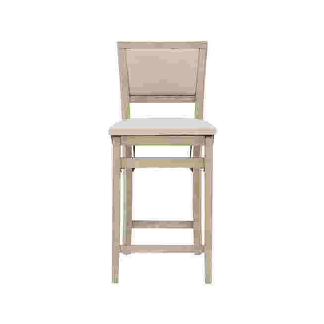 Front view of a grey wash folding stool