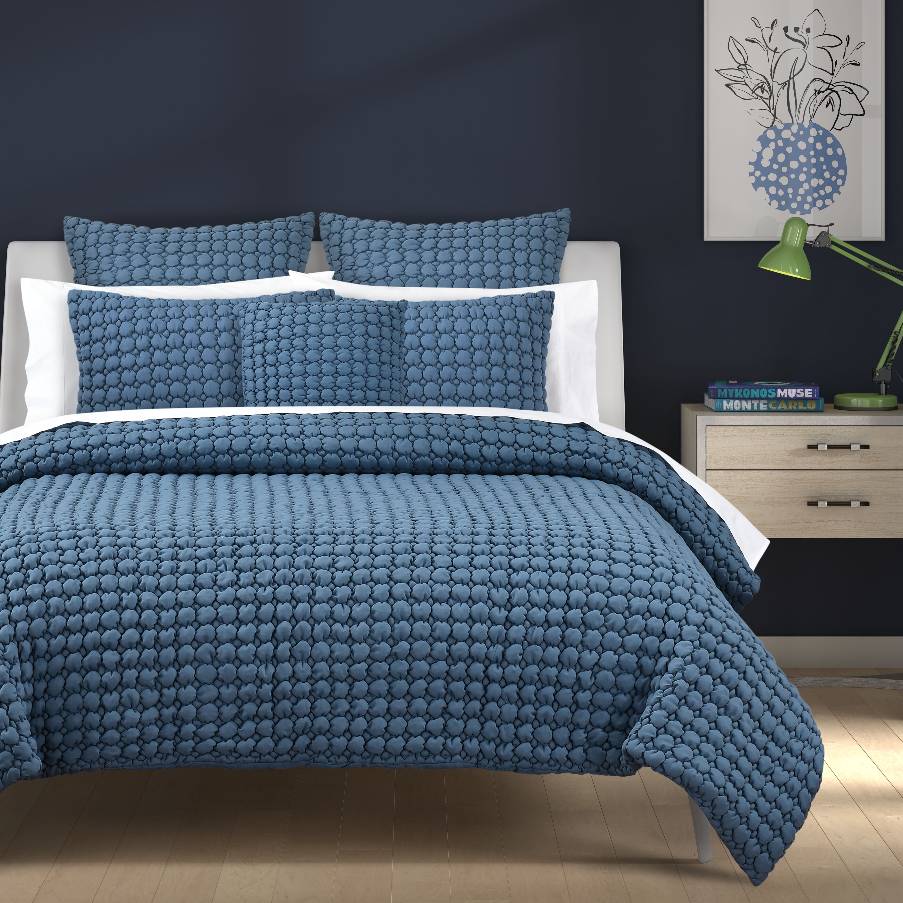 CLOUD PUFF FULL/QUEEN 3PC. QUILT SET, BLUE, hi-res image number 0