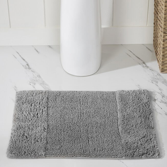 Granada Collection 100% Cotton 17 inches X 24 inches Rectangle Bath Rug, GRAY, hi-res image number 0