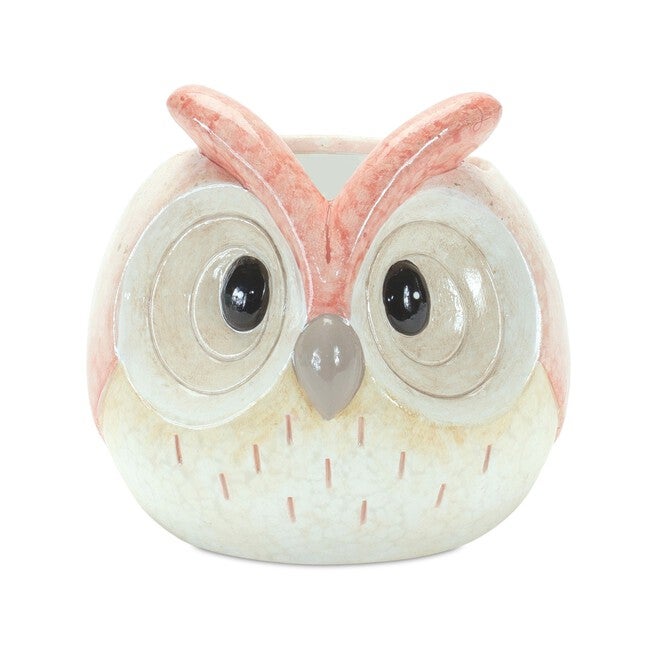 Whimsical Pastel Terra Cotta Owl Figurine (Set of 12), BLUE PINK GREY, alternate image number null