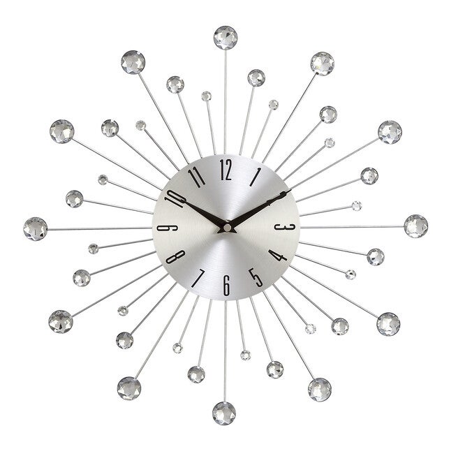 Silver Glam Metal Wall Clock, SILVER, hi-res image number 0