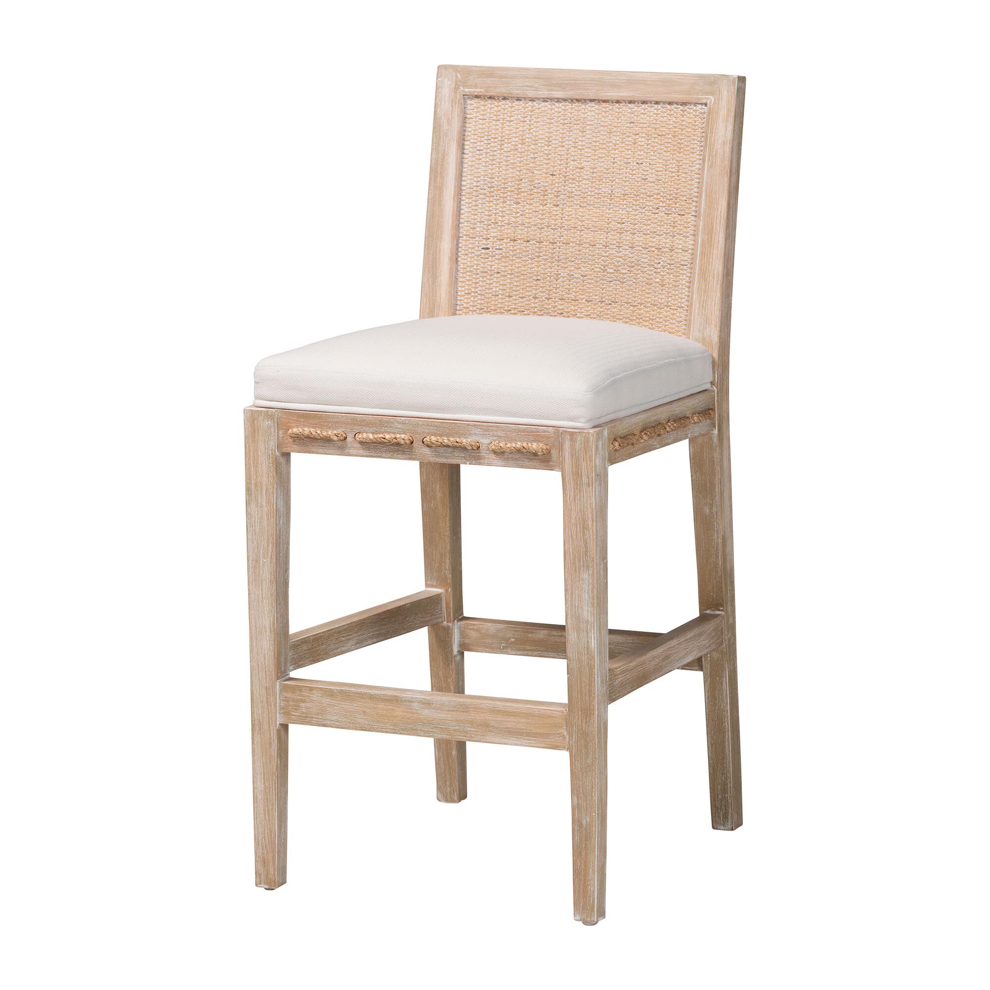 Ashford Whitewash Rattan Counter Stool, BEIGE, alternate image number 1