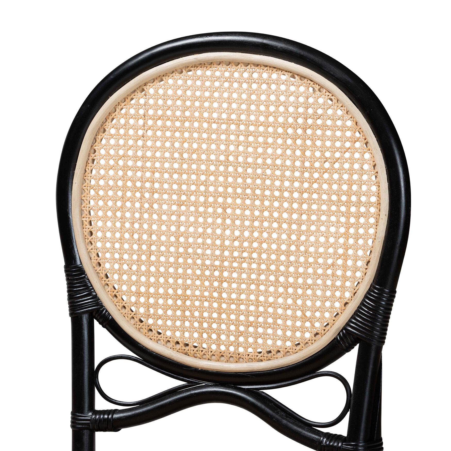 Ayana Mid-Century Modern Two-Tone Black And Natural Brown Rattan Dining Chair, , alternate image number 4