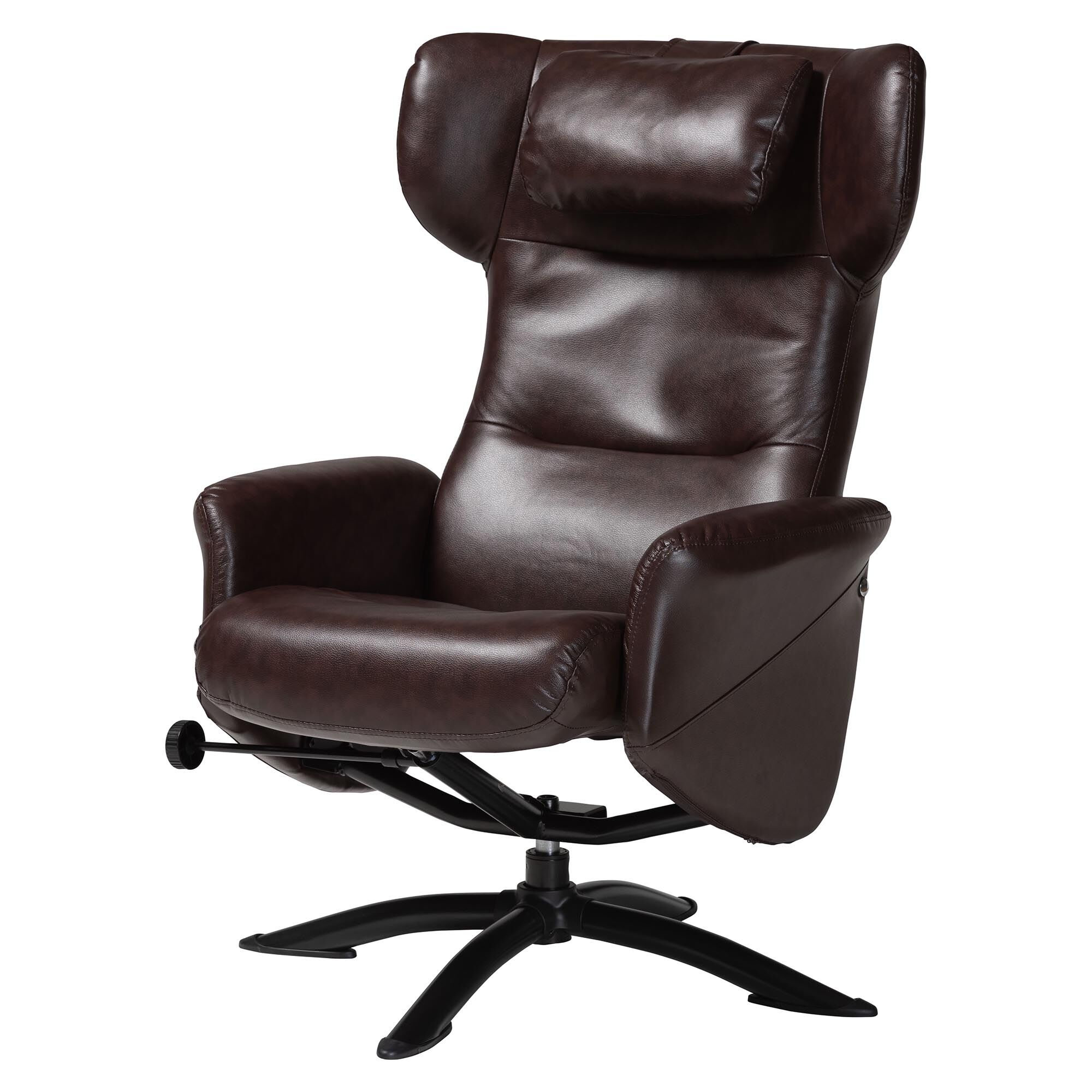 Elwood Modern Brown Faux Leather 2-Piece Lounge Chair and Footrest Set, DARK BROWN, alternate image number 6