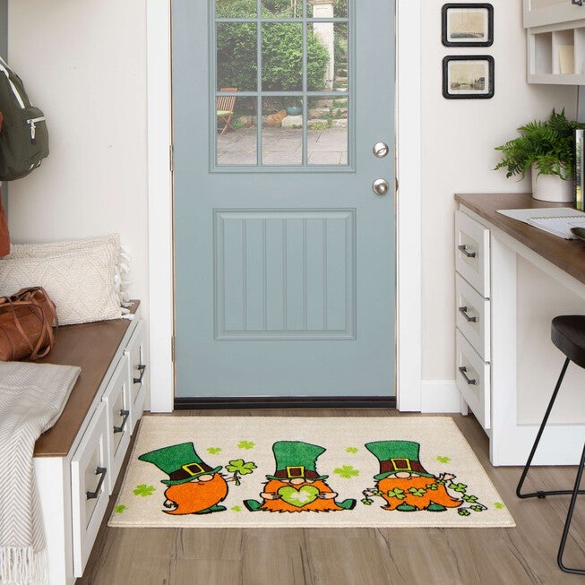 Leprechaun Clover Green Kitchen Rug, , alternate image number null