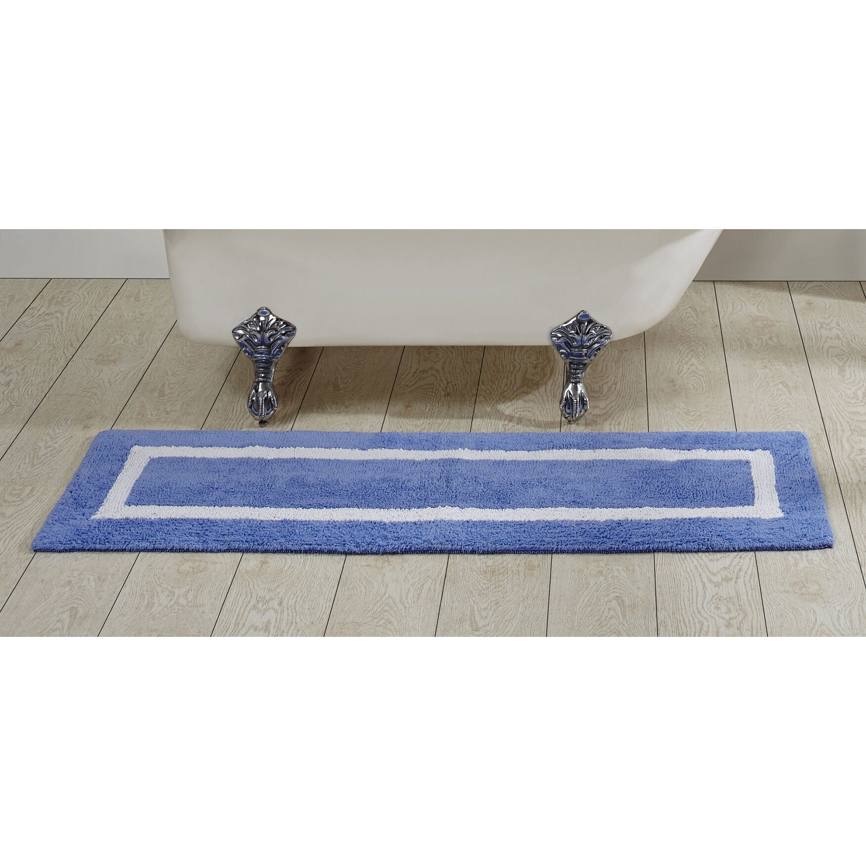 Hotel Collection 100% Cotton 20 inches X 60 inches Runner Bath Rug, BLUE WHITE, hi-res image number 0
