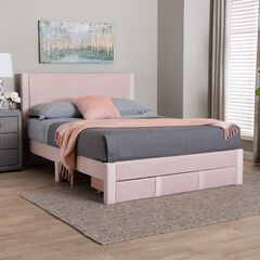 Elora Modern Pleated Velvet Queen Size Storage Bed