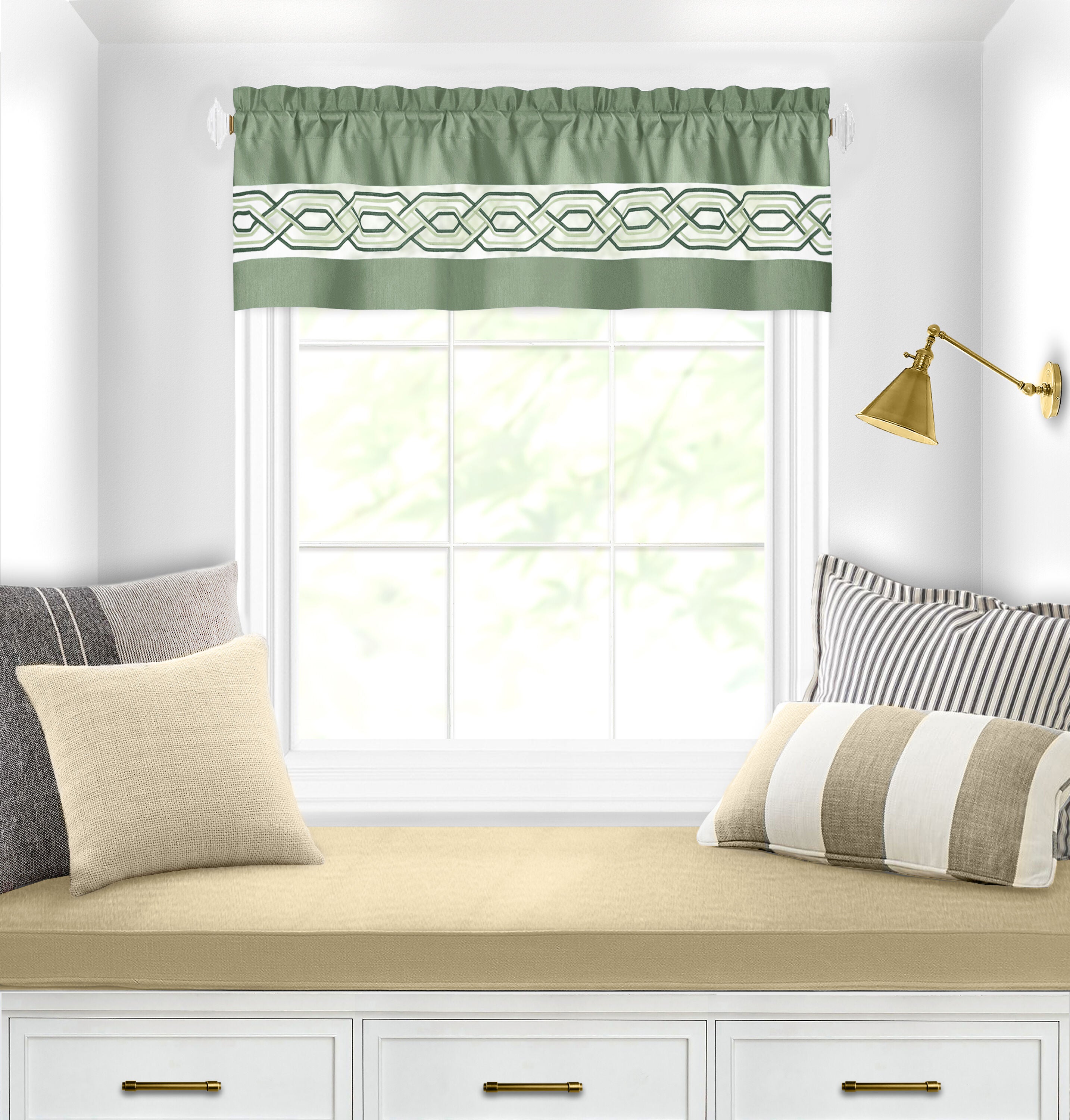 Paige Window Curtain Valance, GREEN, hi-res image number 0