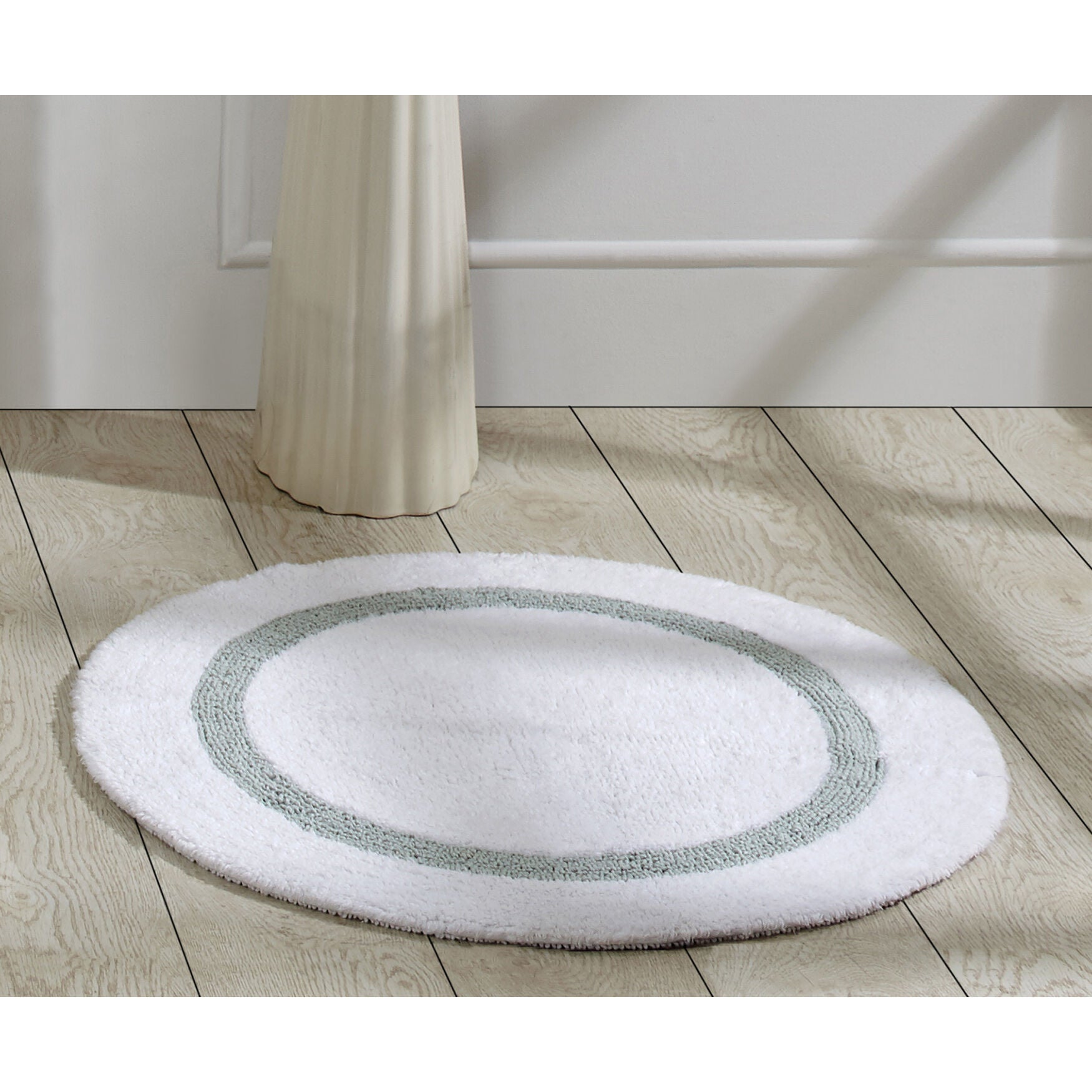 Hotel Collection 100% Cotton 30 inches Round Bath Rug, WHITE BLUE, hi-res image number 0