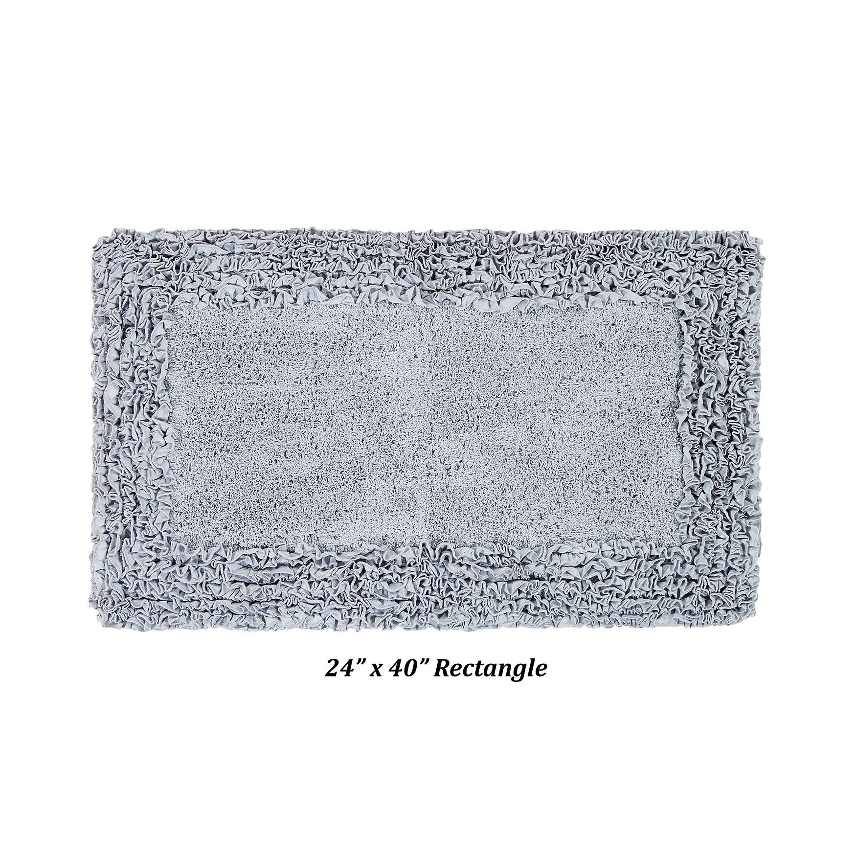 Shaggy Border Bath Rug Mat, 24 inches X 40 inches, SILVER, hi-res image number 0