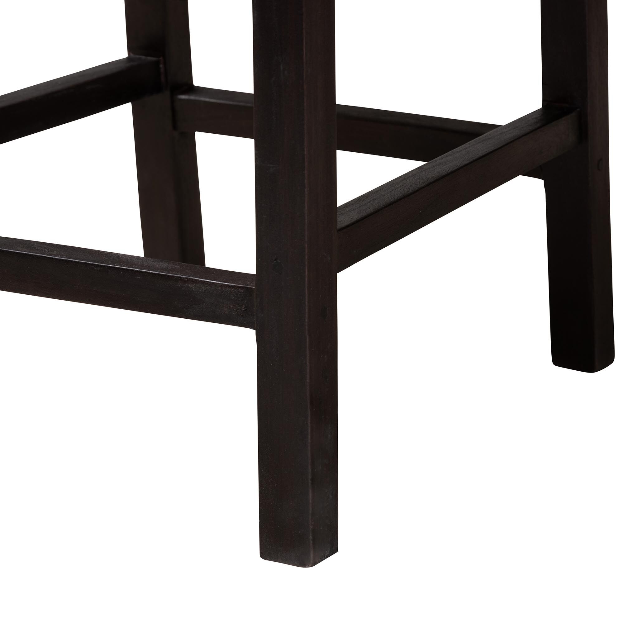 Laymi Modern Bohemian Dark Brown Mahogany Wood and Seagrass Counter Stool, BROWN, alternate image number 7