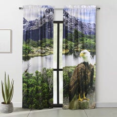 Photo Real Bald Eagle Light Filtering Pole Top Curtain Panel Pair