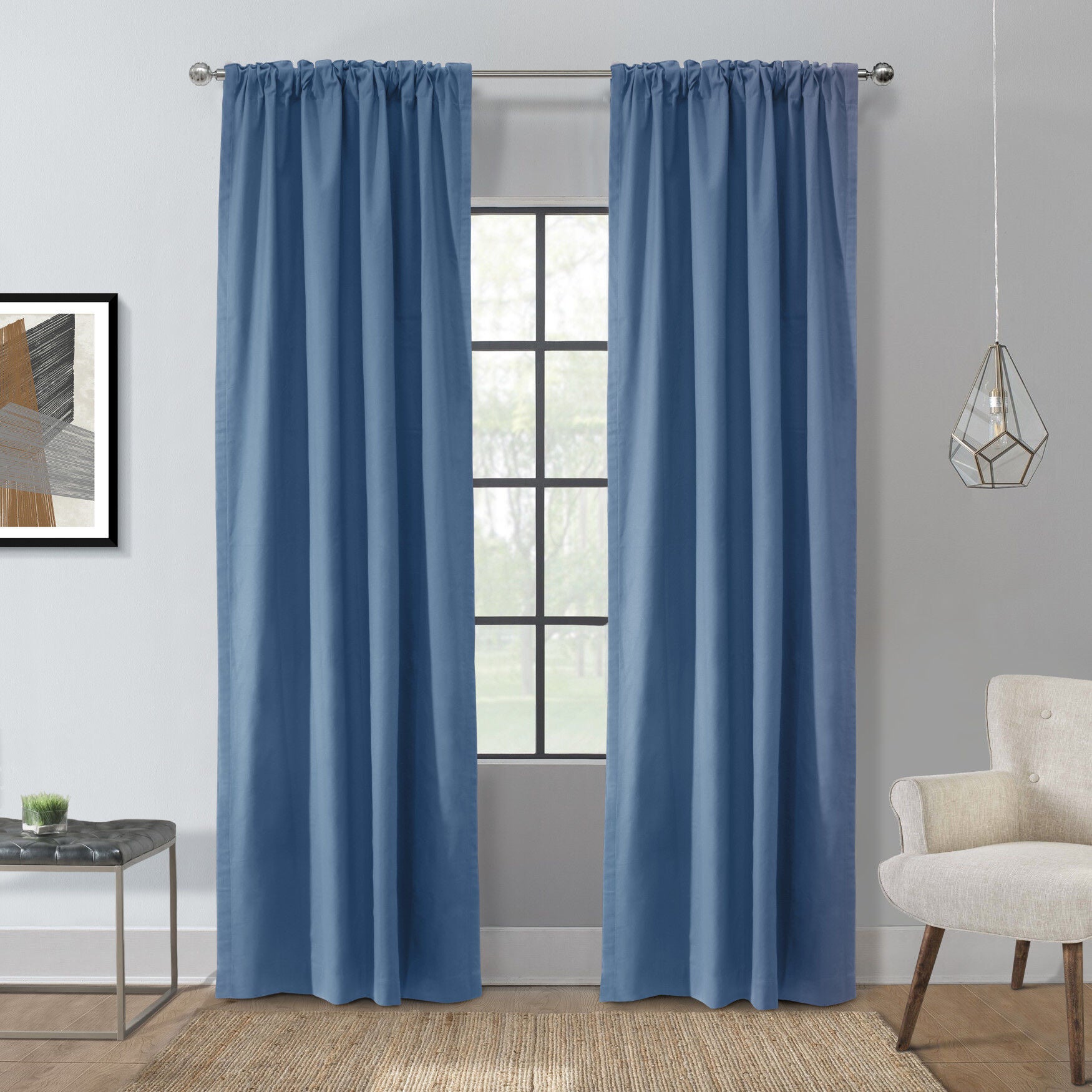 Weathermate Topsions Room Darkening Curtain Panel Pair, BLUE, hi-res image number 0