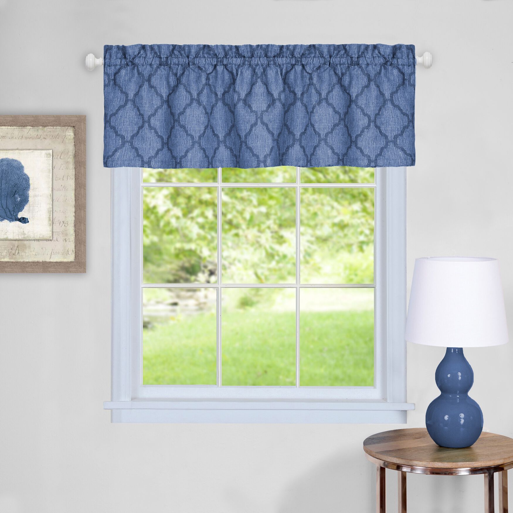 Colby Window Curtain Valance 58 inches x 14 inches, BLUE, hi-res image number 0