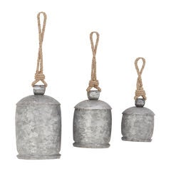 Set Of 3 Grey Metal Rustic Windchime