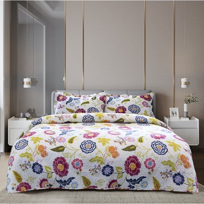 Amber Printed Quilt Set, FLORAL, hi-res image number 0