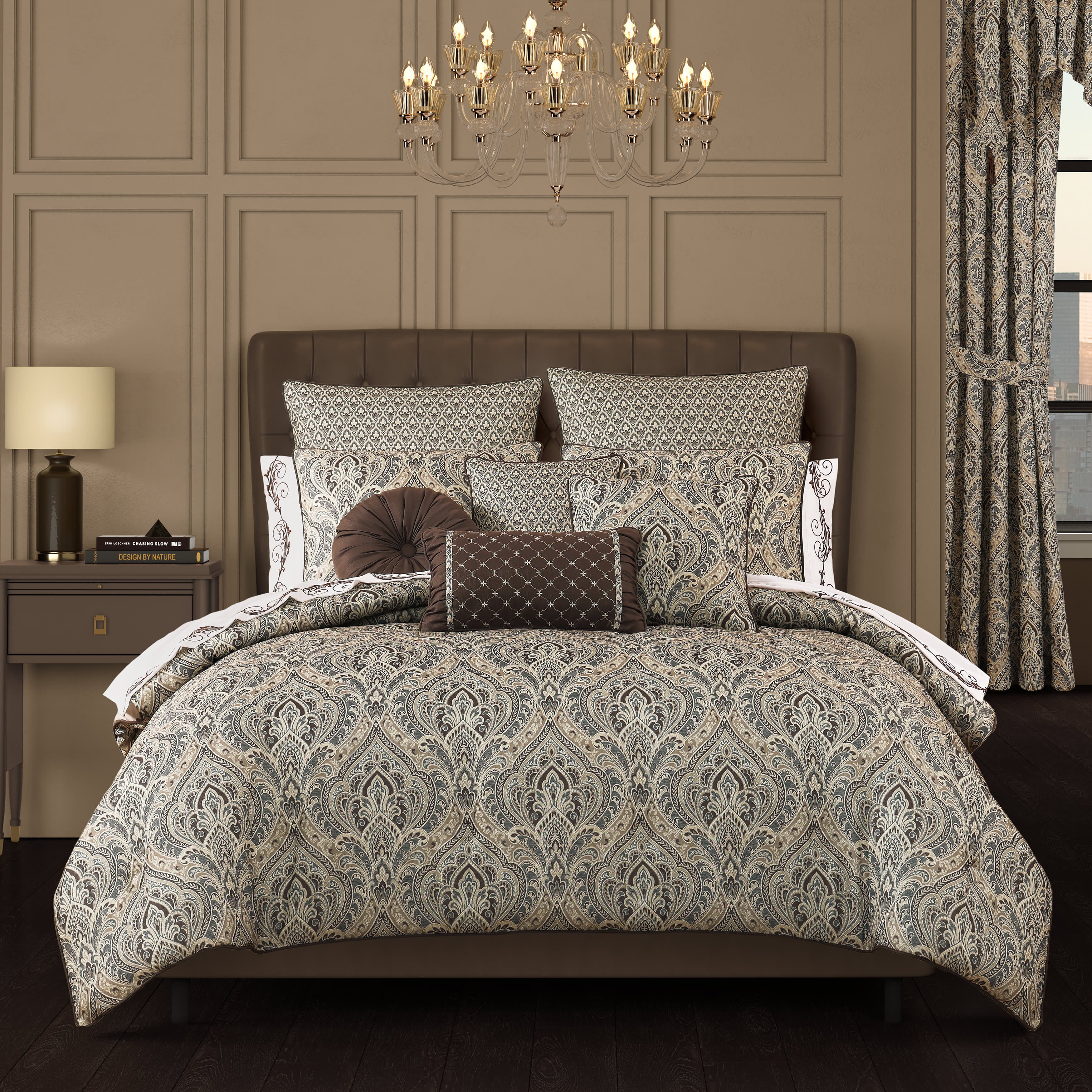 Maren 3 Piece Comforter Set, CHOCOLATE, hi-res image number 0