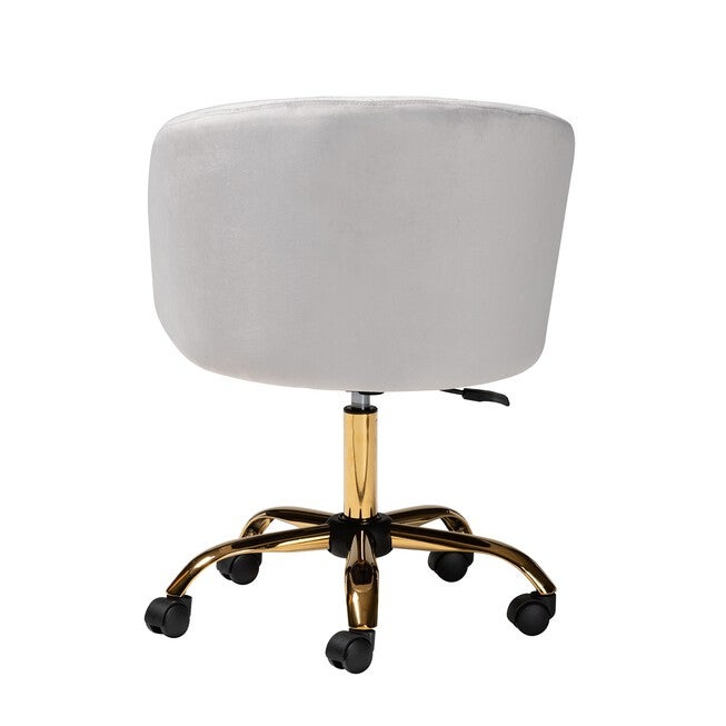 Ravenna Contemporary Glam And Luxe Aqua Velvet Fabric And Gold Metal Swivel Office Chair, , alternate image number 3