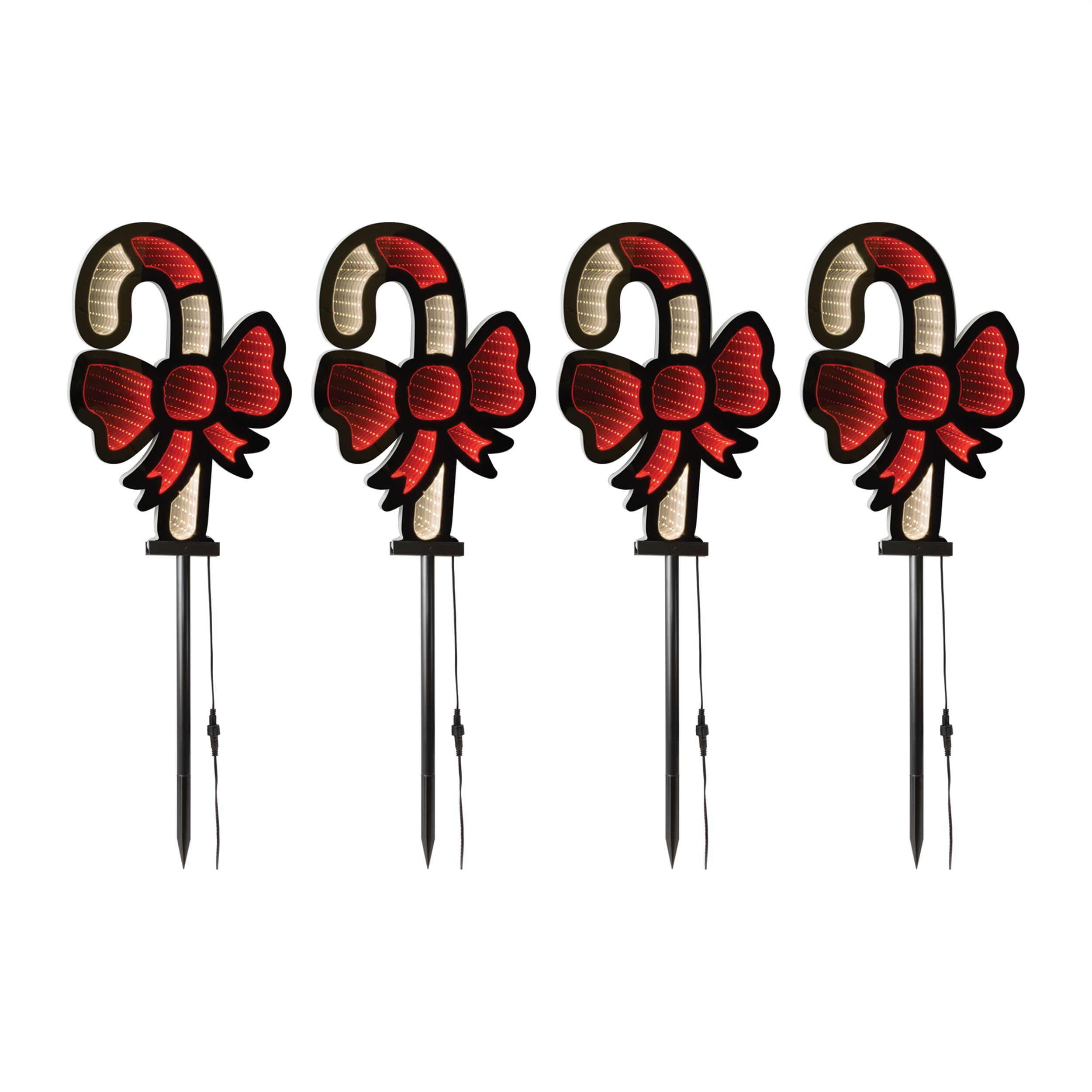 Candy Cane Pathway Light Ekkolight (Set of 4), WHITE RED, hi-res image number 0
