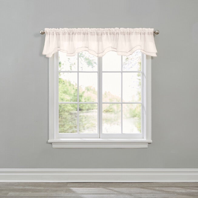 Crushed Voile Ascot Layered Valance, ECRU, hi-res image number null