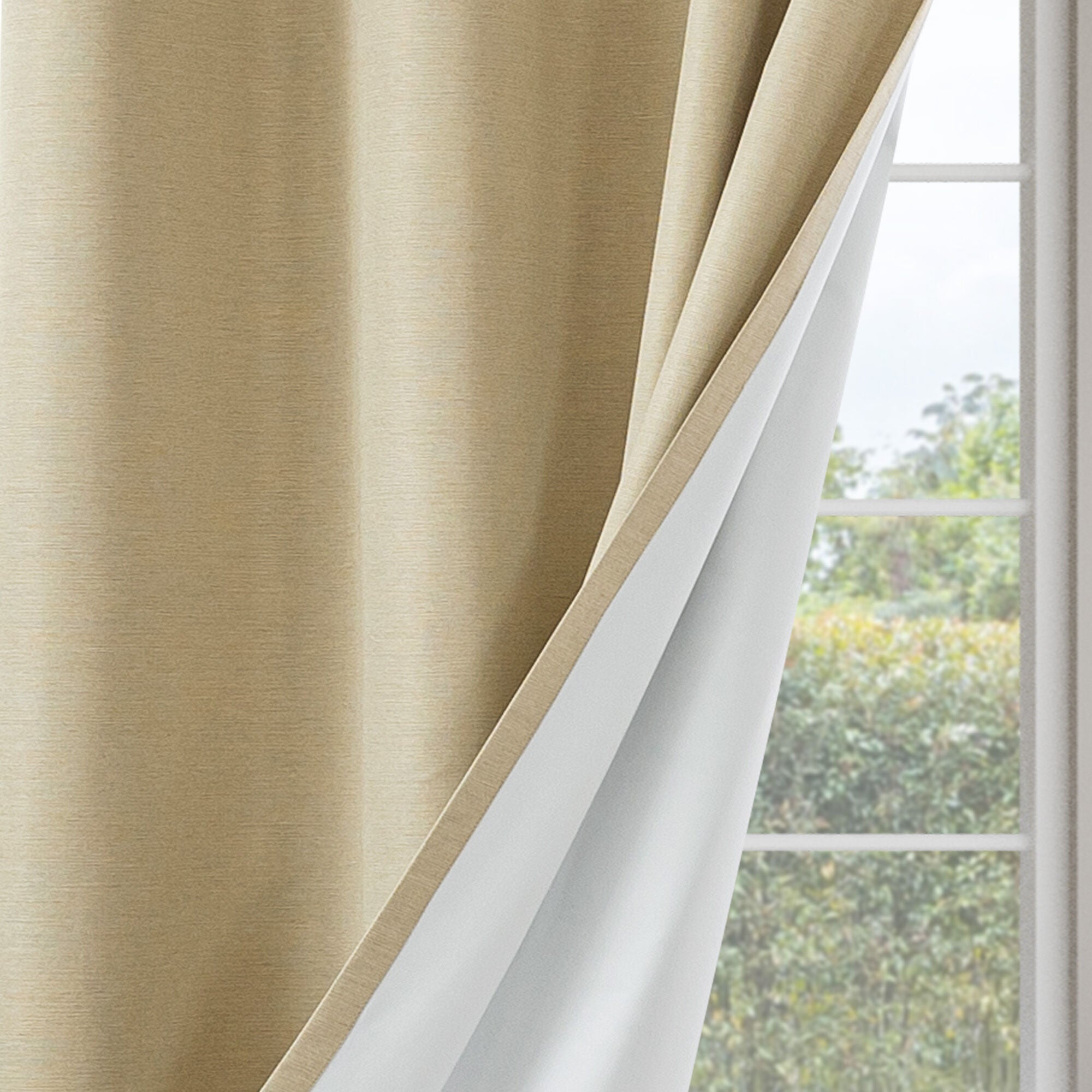 Brushed 100% Blackout Grommet Pair, GOLD, on-hover image number 1