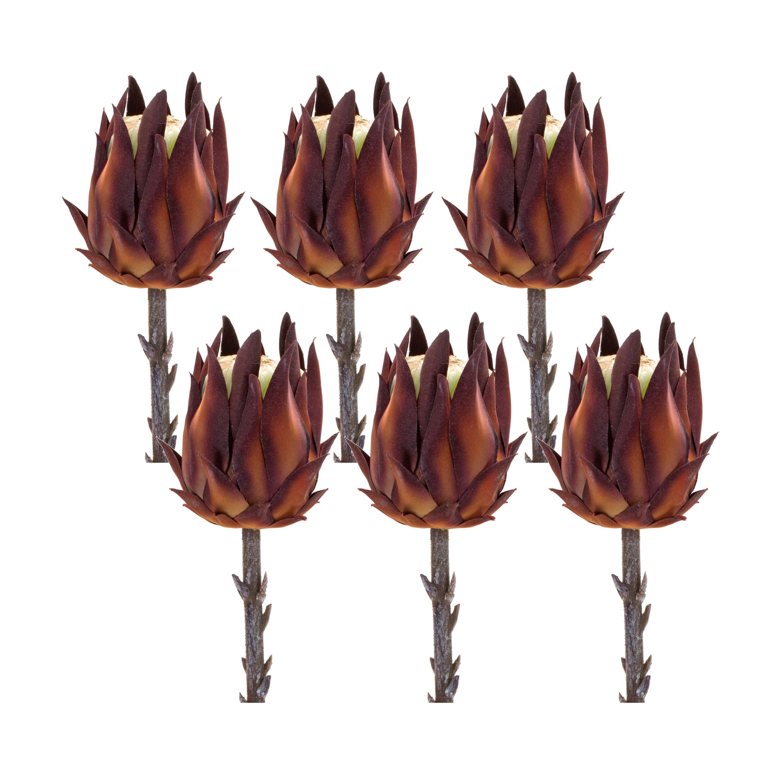 Protea Stem (Set of 6) 20 inchesH Plastic, ORANGE/BROWN, hi-res image number 0