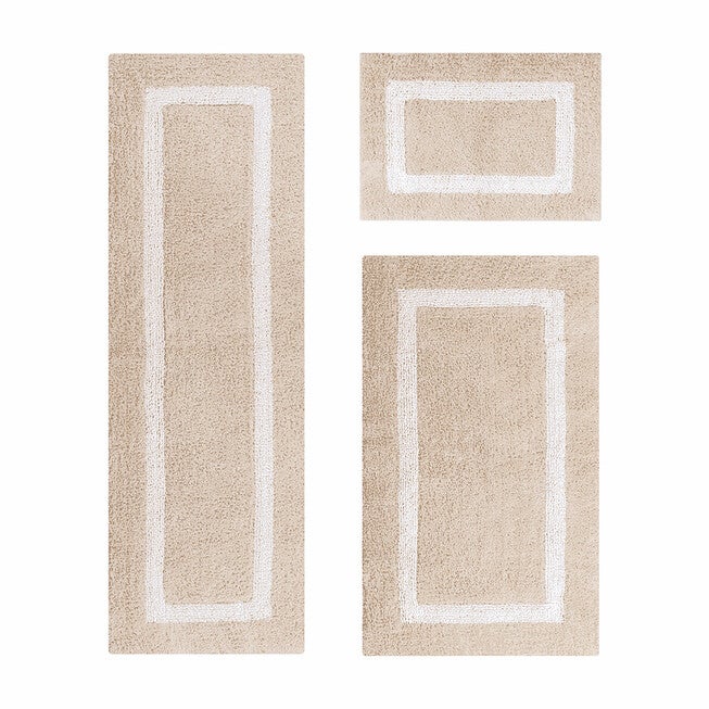 Hotel Collection 100% Cotton 3 Piece (17 inches X 24 inches | 24 inches X 40 inches | 20 inches X 60 inches) Bath Rug Set, SAND WHITE, hi-res image number 0
