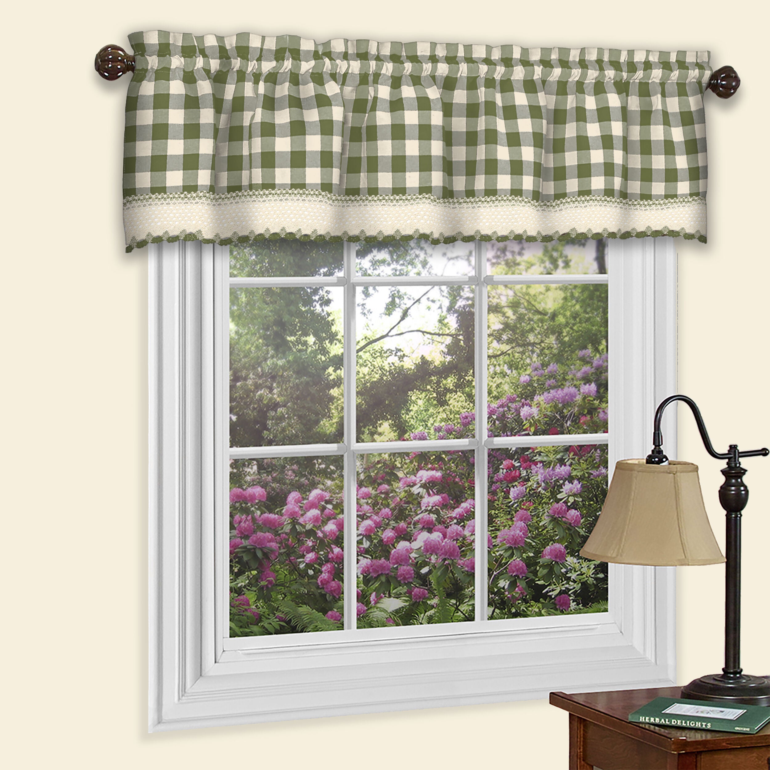 Buffalo Check Window Curtain Valance, SAGE, hi-res image number 0