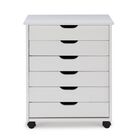 Croghan Six Drawer Wide Rolling Storage Cart, WHITE, hi-res image number null