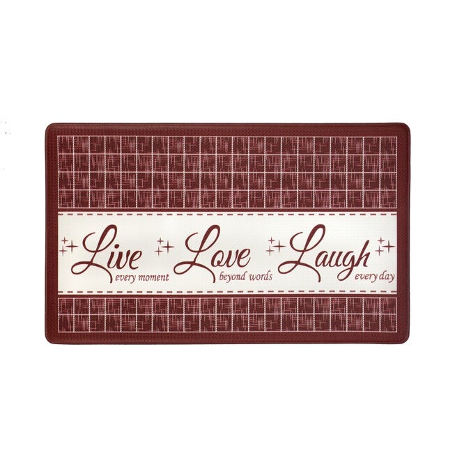 Anti Fatigue Mat Live Love Laugh, BURGUNDY, hi-res image number 0