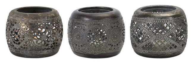 Votive Holder (Set of 6) 4.5 inchesDx 4 inchesH Metal, SILVER/BRONZE, alternate image number 1