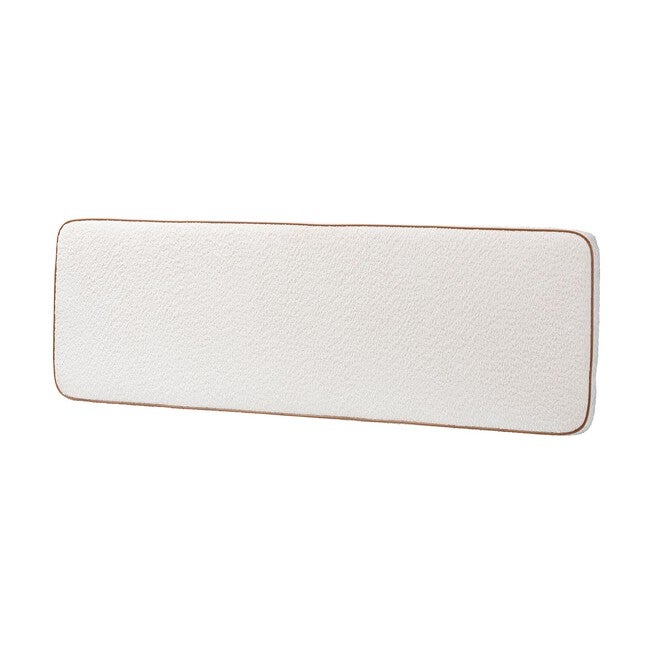 Belden Boucle Upholstered Wall-Mounted Queen Headboard - Padded Cushion Panel with Faux Leather Piping, WHITE, alternate image number 4