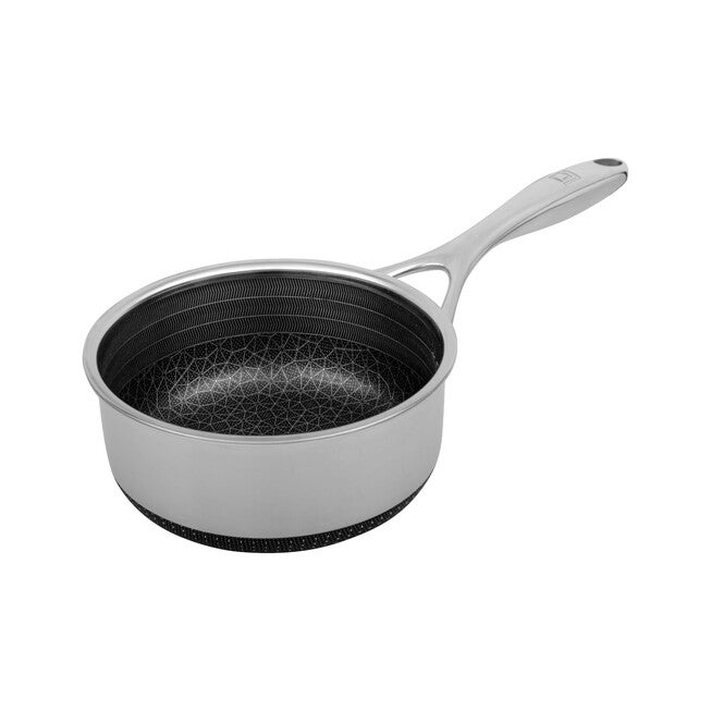 LIVWELL DiamondClad™ 1.5 Quart Hybrid Nonstick Stainless Steel Saucepan and Lid, Dishwasher Safe, PFOA-free – Silver/Black, SILVER, alternate image number null