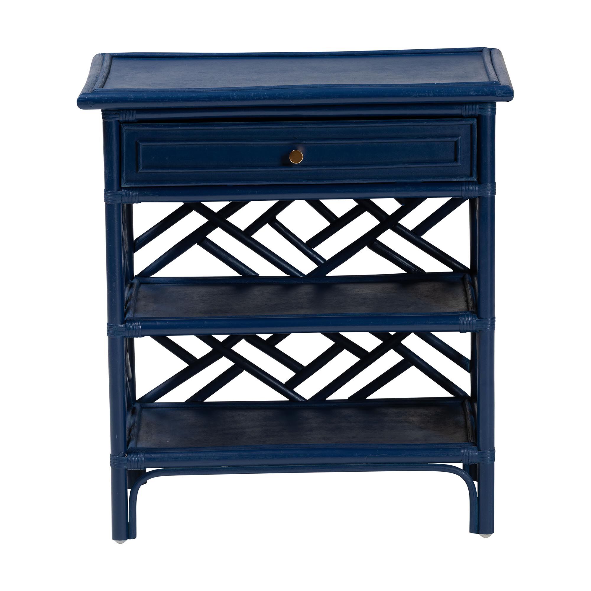 Tiaret Natural Rattan Nightstand, White, BLUE, alternate image number 3