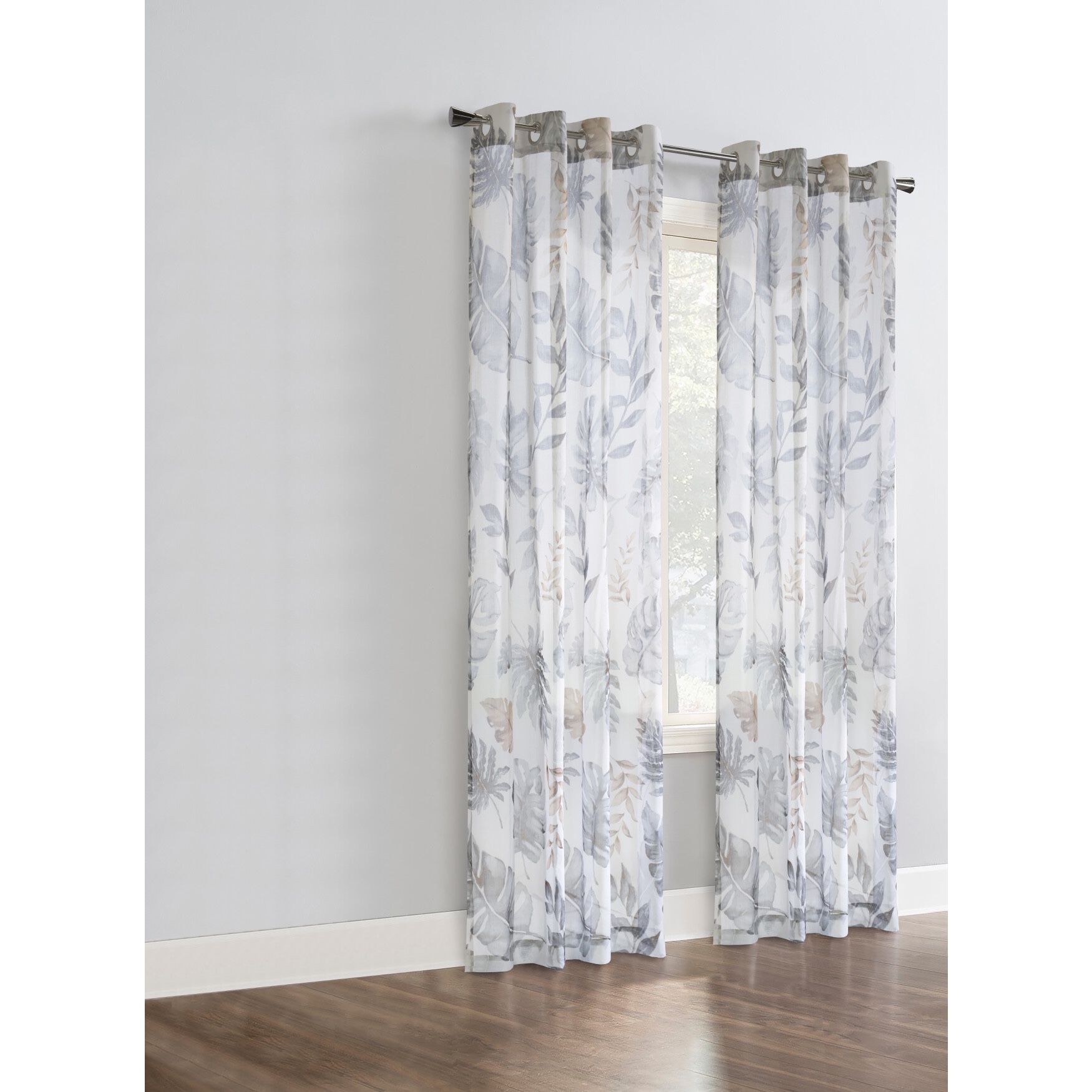 Alba Sheer Grommet Curtain Panel, TAUPE, hi-res image number 0