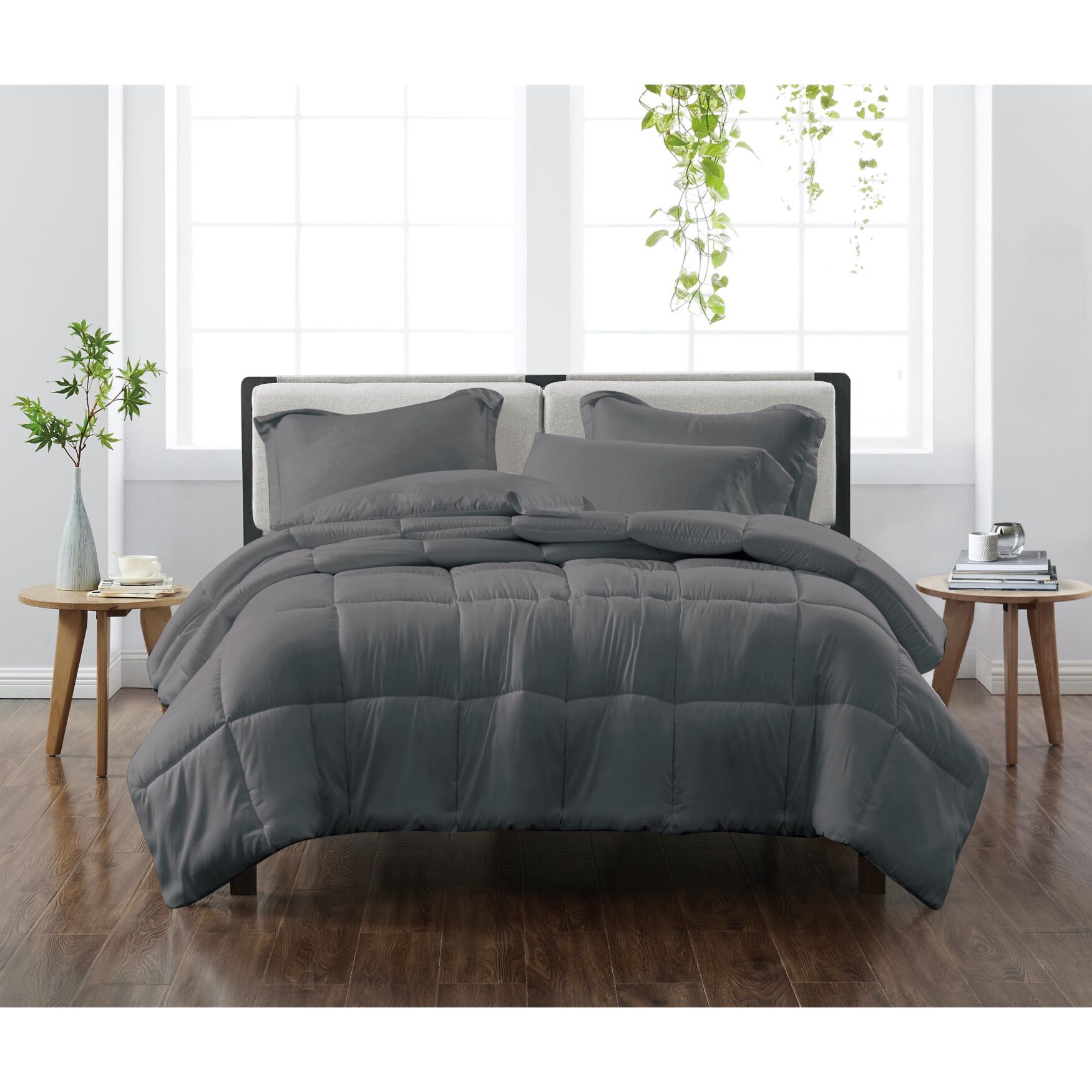 Heritage Solid Comforter Set, GREY, hi-res image number 0