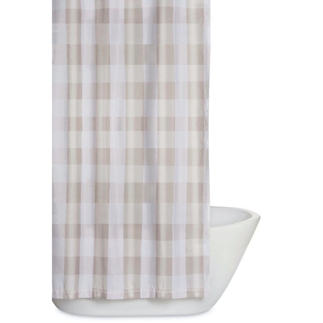 Everyday Buffalo Plaid Shower Curtain, KHAKI WHITE, hi-res image number 0