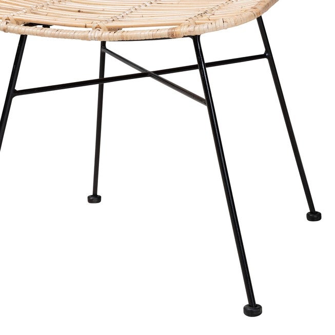 Manhattan Modern Bohemian Natural Brown Rattan And Black Metal Dining Chair, , alternate image number 4