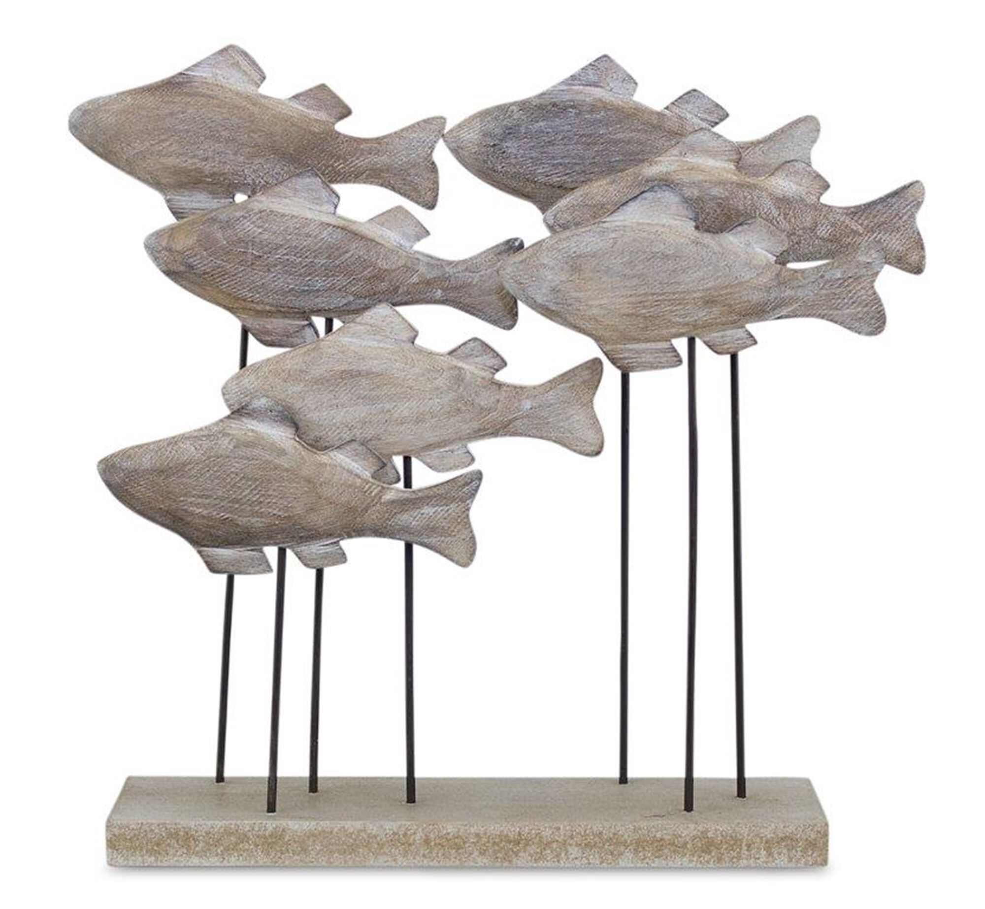 Fish School 8.75 inchesL x 9.75 inchesH Wood/Metal, BROWN, hi-res image number 0