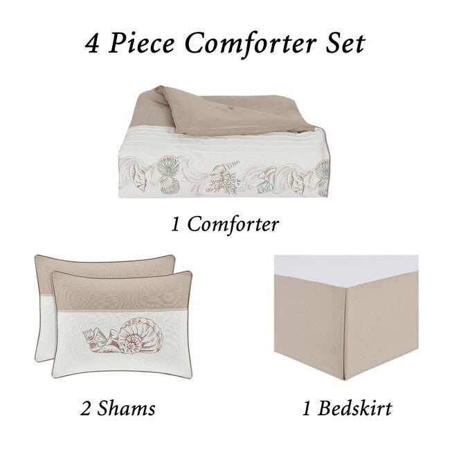 Water'S Edge Natural 4 Piece Comforter Set, NATURAL, alternate image number 3
