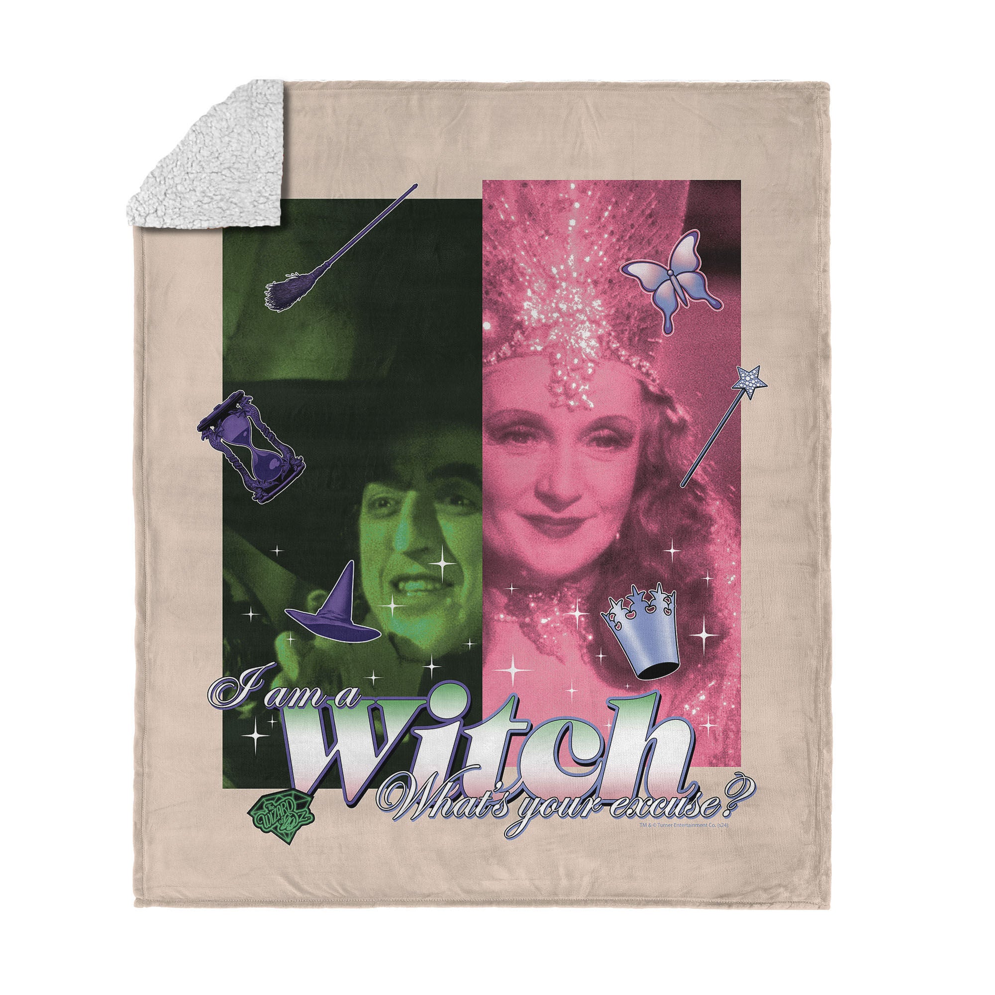Warner Bros. The Wizard of Oz What's Your Excuse Silk Touch Sherpa Throw Blanket 50x60 Inches, PINK, hi-res image number 0