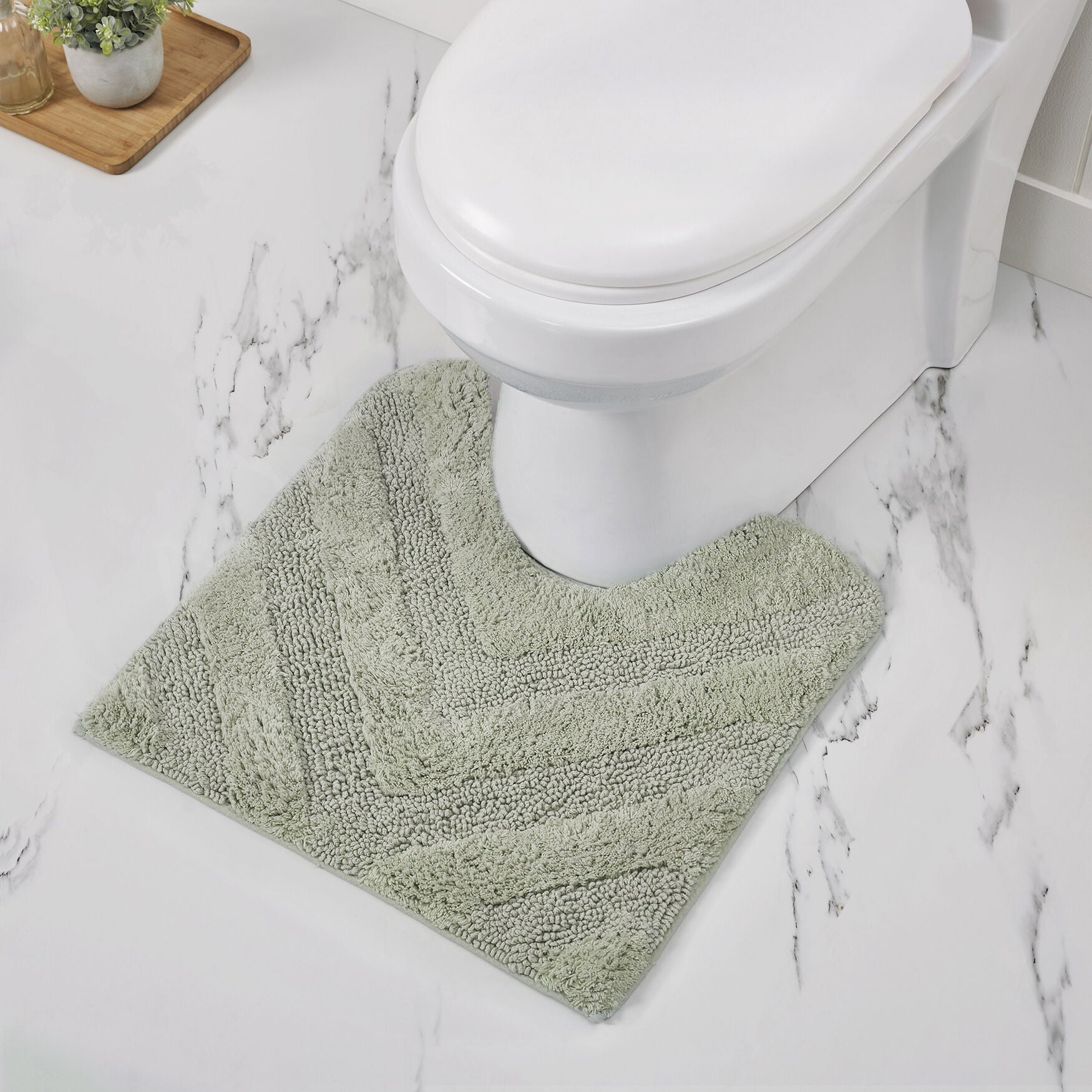 Hugo Collection 100% Cotton 20 inches X 20 inches Contour Bath Rug, SAGE, hi-res image number 0