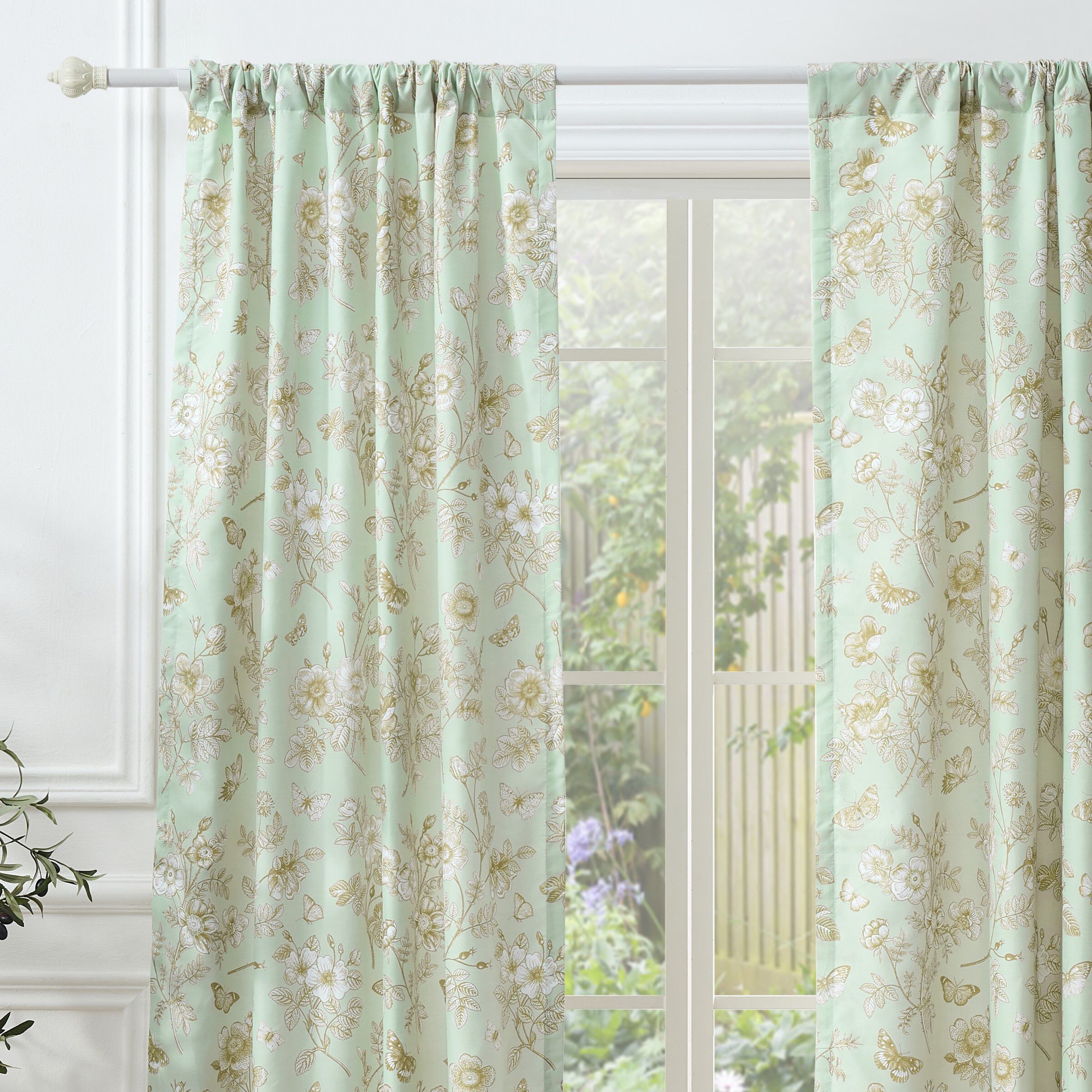 Greenland Home Fashions™ Olivia Window Curtain Panels, Set of 2, MINT, hi-res image number 0