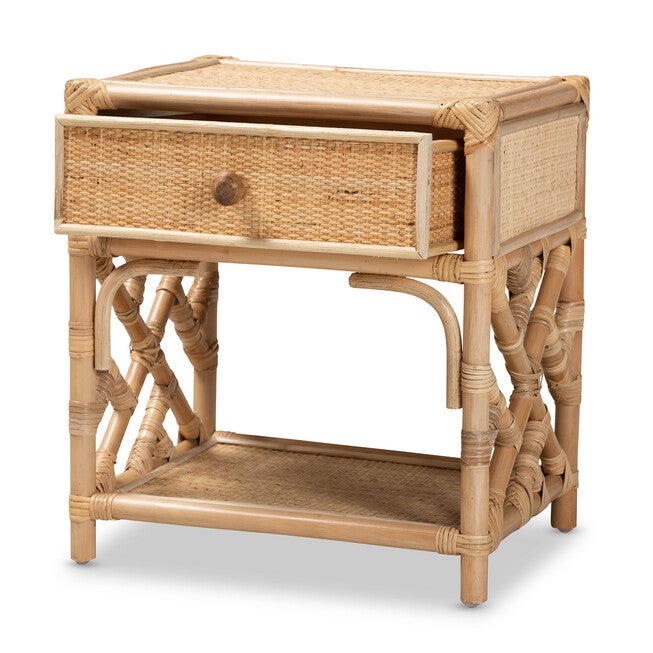 Camara Modern Bohemian Natural Brown Rattan 1-Drawer Nightstand, NATURAL BROWN, alternate image number 3