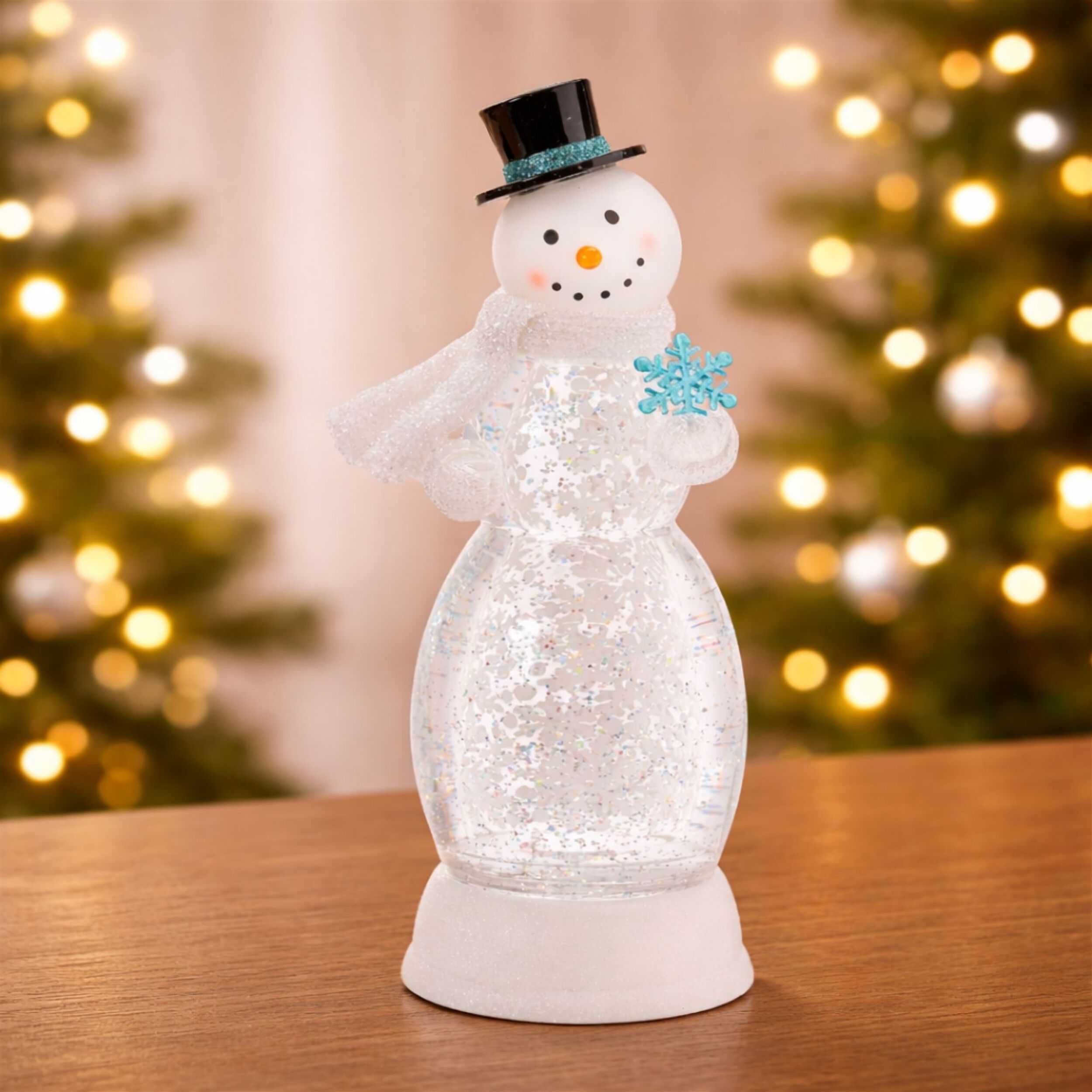 LED Snowman Snow Globe 13 inchesH, WHITE BLUE, alternate image number 3