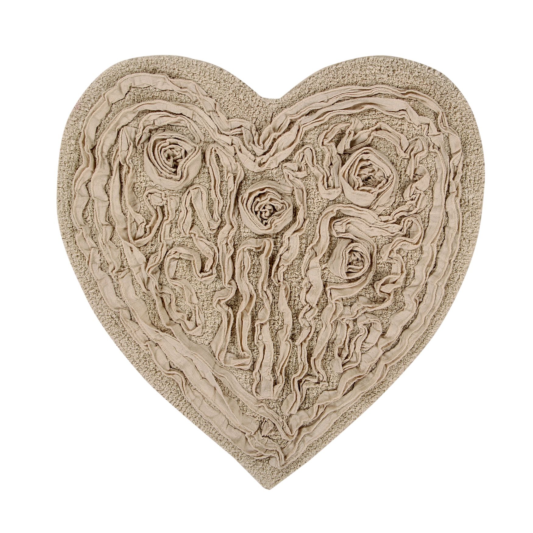 Bellflower Heart Bath Rug, BEIGE, hi-res image number 0