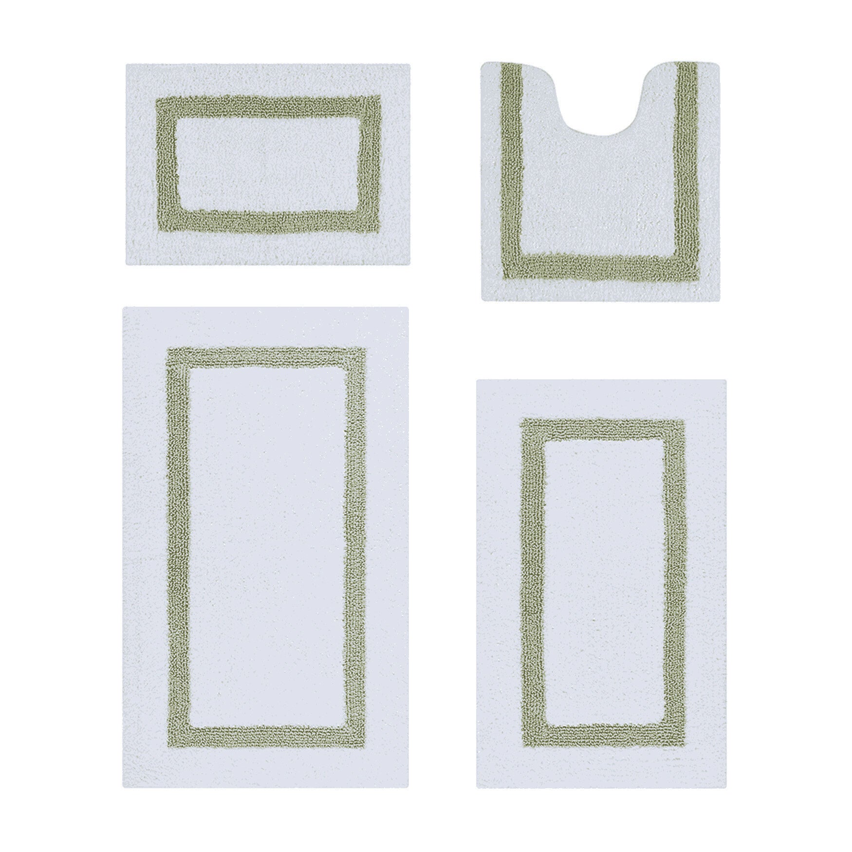 Hotel Collection 100% Cotton 4 Piece (17 inches X 24 inches | 20 inches X 20 inches | 21 inches X 34 inches | 24 inches X 40 inches) Bath Rug Set, WHITE SAGE, hi-res image number 0